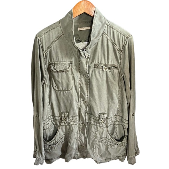 Max Jeans Army Green Military Style Sherpa Lined Jacket - Picture 1 of 7